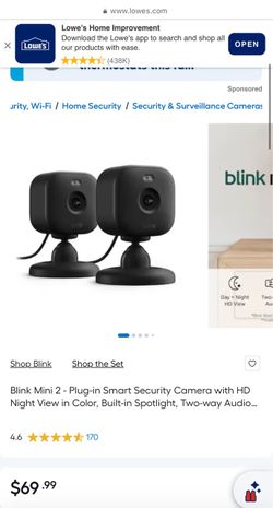 Blink Mini 2K+ (newest model) - Plug-in Home & Pet Security Camera with 2K video resolution, color night vision, enhanced audio, motion detection - 2