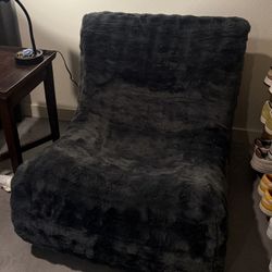 Cozy Faux Fur Memory Foam Bean Bag Chair – Dark Gray
