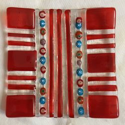 FUSED GLASS MURANO STYLE TRINKET DISH RED ** VINTAGE ~ The ONLY 1 You Can Find ‼️