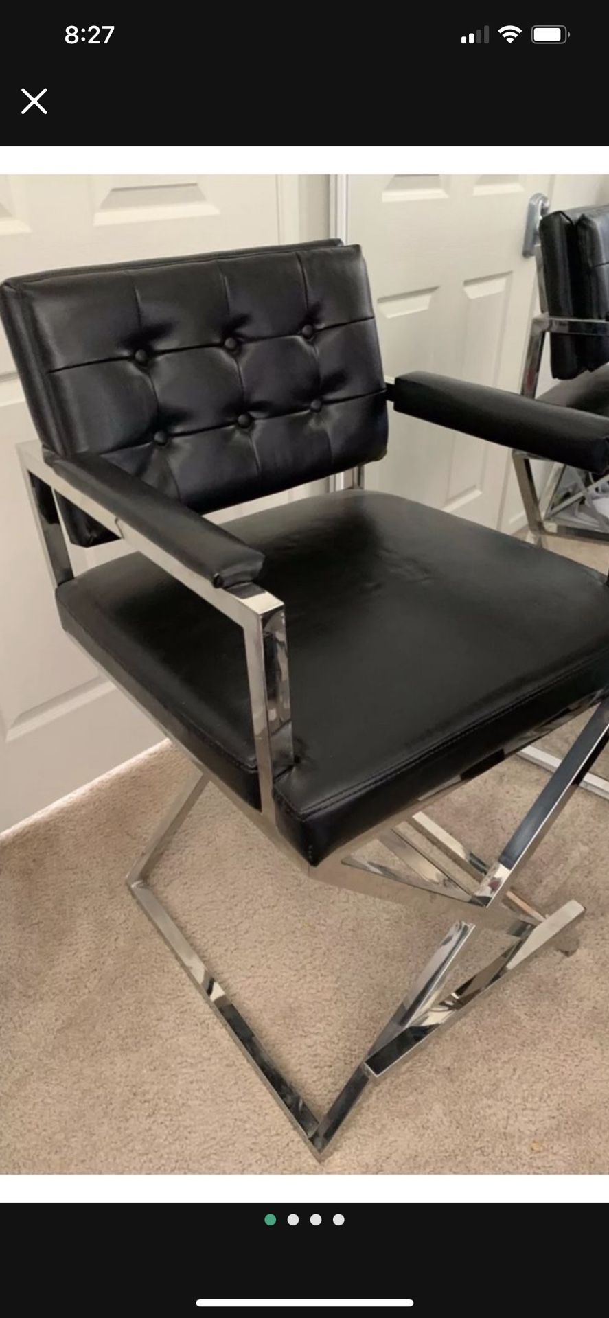One Black Chrome Directors Chair Leather Chrome 