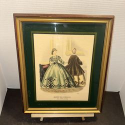 Vintage Musee des Familles 2184 French fashion framed print 14 x 12