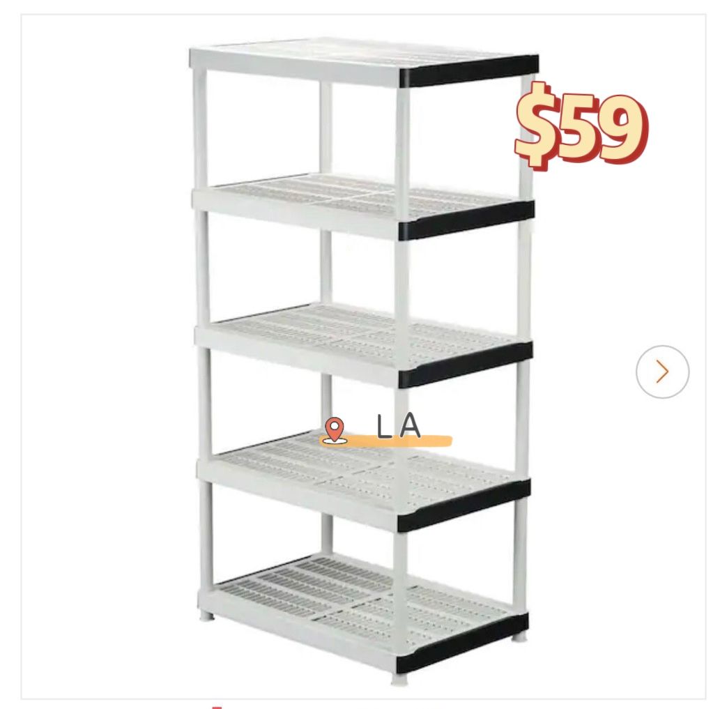 5-Tier Easy Assemble Multi Purpose Plastic Garage Storage shelving Unit in Gray