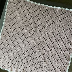 Crocheted Diamond Filet Blanket 