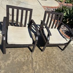 Outdoor Patio Lounge Chairs (Set of 2) – Metal Frame – Cushions Included