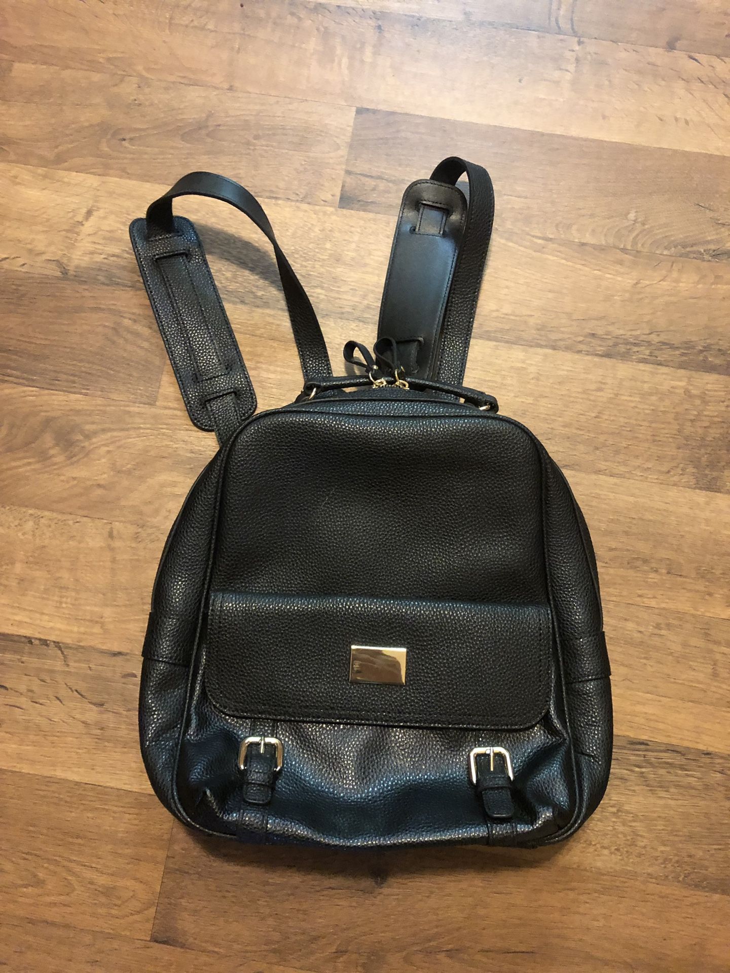 New black leather backpack $60
