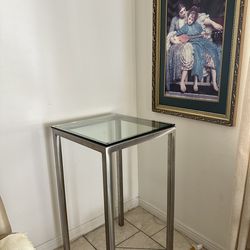 Tall glass top square table