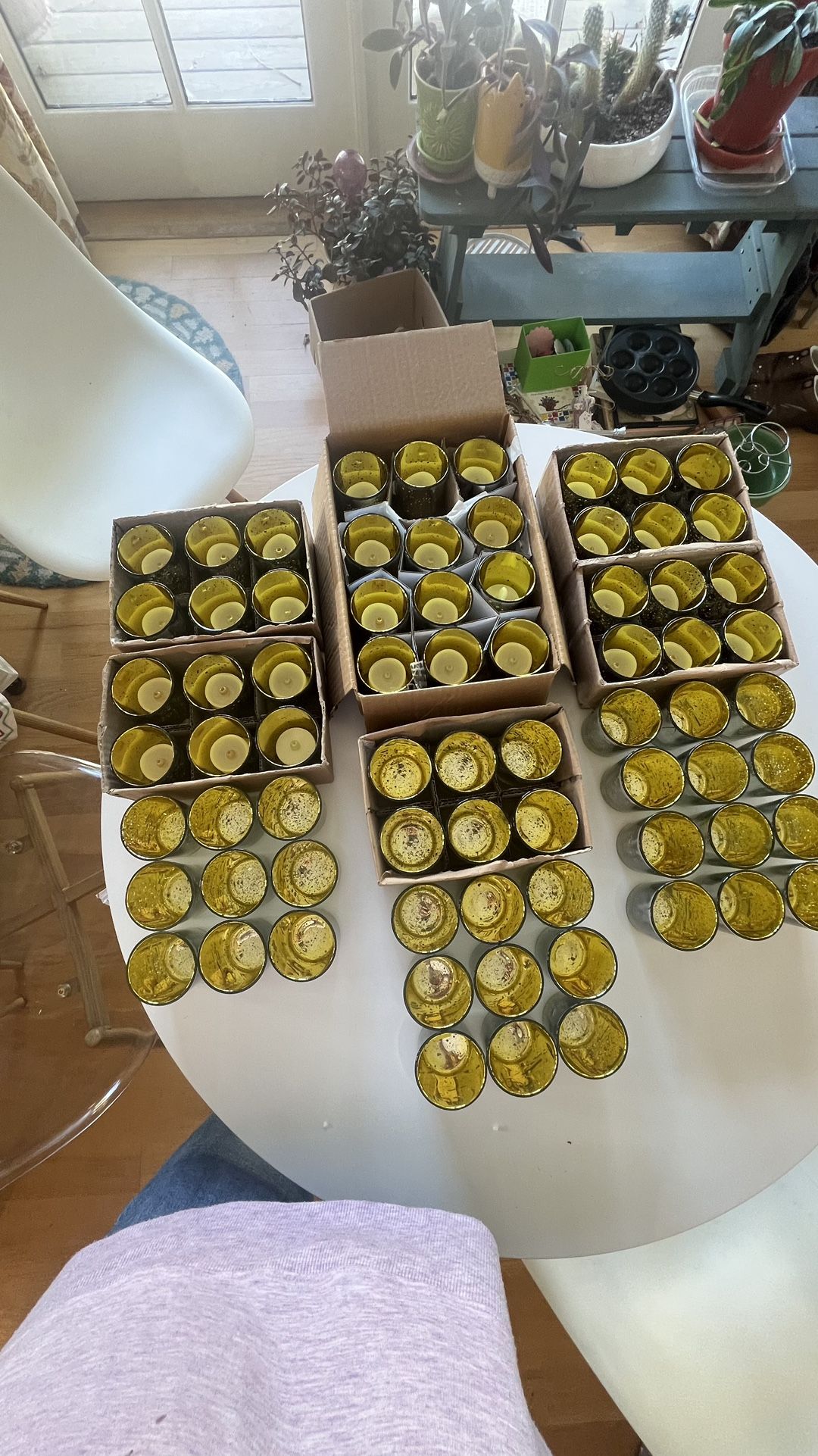 Mercury Style Votives, Silver Tone with Bright Gold Inside