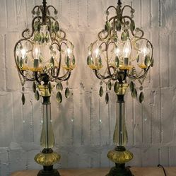 VINTAGE CHANDELIER TABLE LAMPs RARE