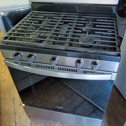 Whirlpool Black Stainless Steel Gas Stove And Self Clean Oven 