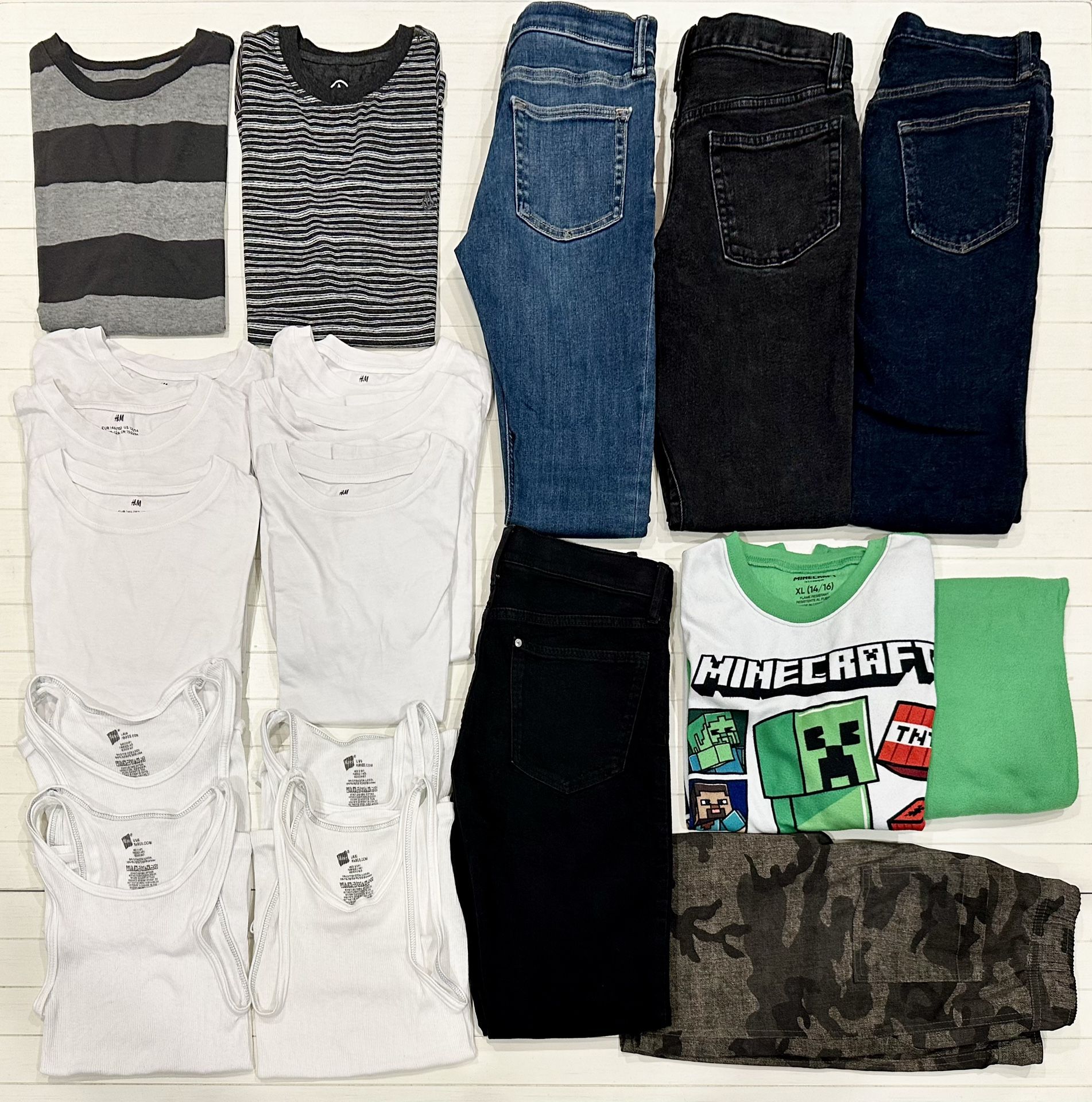 Bundle Of Boys Clothes Jeans, Shorts, T-Shirts, Pj’s, Under Shirts Lot(19)