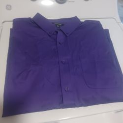 XL Men's Purple Short Sleeve Dress Shirt