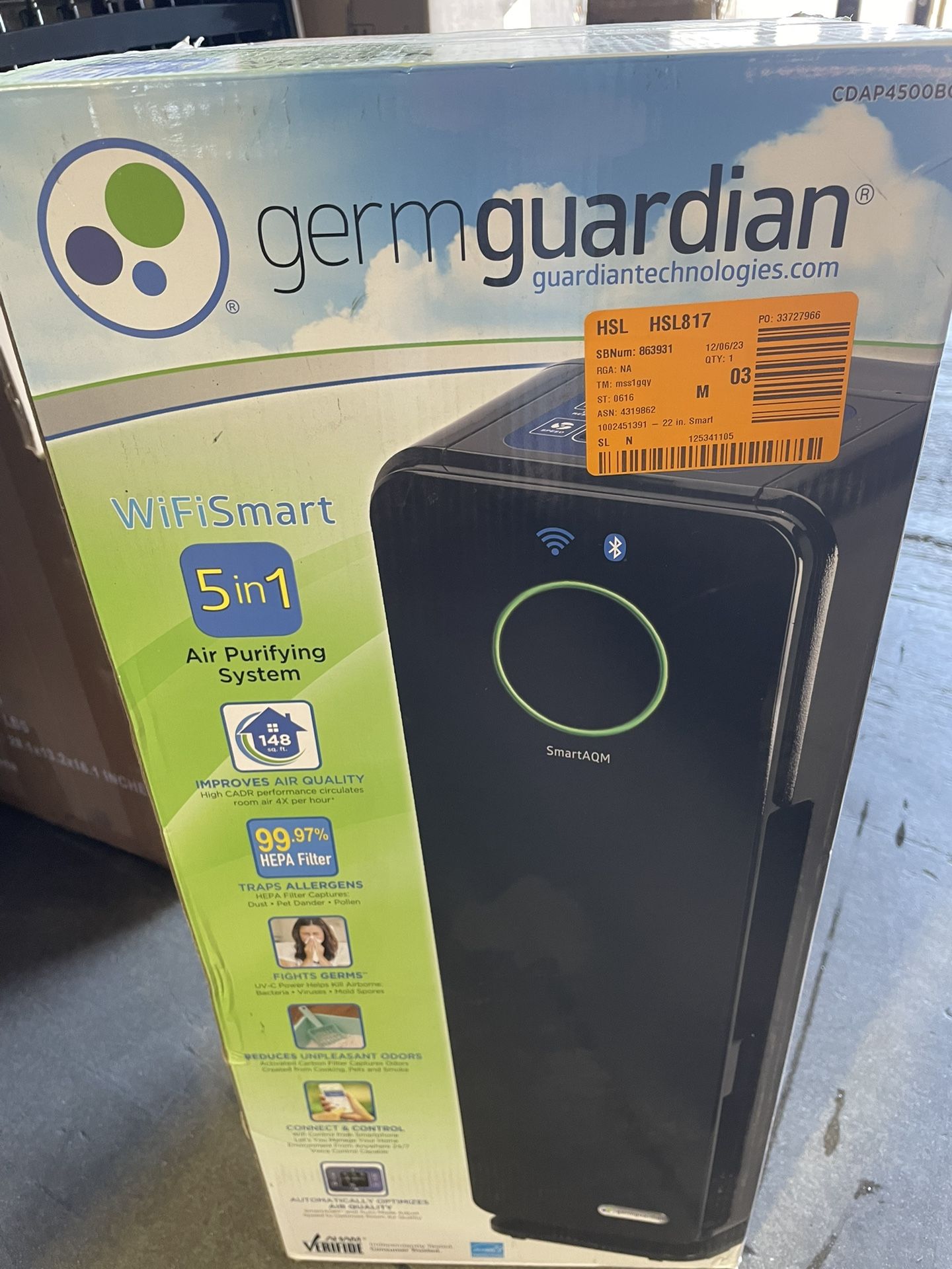 GermGuardian Smart Elite 4 In 1 Purifier With True HEPA Filter 