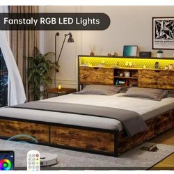 Full Size LED Storage Bed