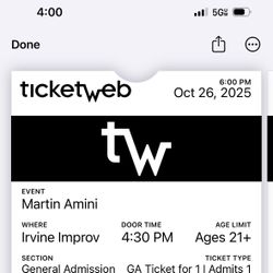 Martin Amini Tickets For Today Oct 26 Irvine