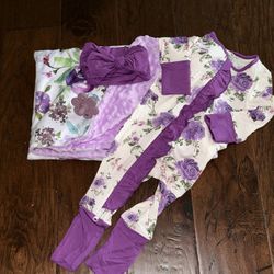 Purple Flower Themed Baby Shower Gift Set