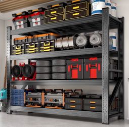 Umeiga Heavy Duty Garage Shelving Unit, 59 Inch Wide, 6000 Ib Garage Storage Shelves, Industrial Shelving Unit, 4 Tier Adjustable Metal Basement Shelv
