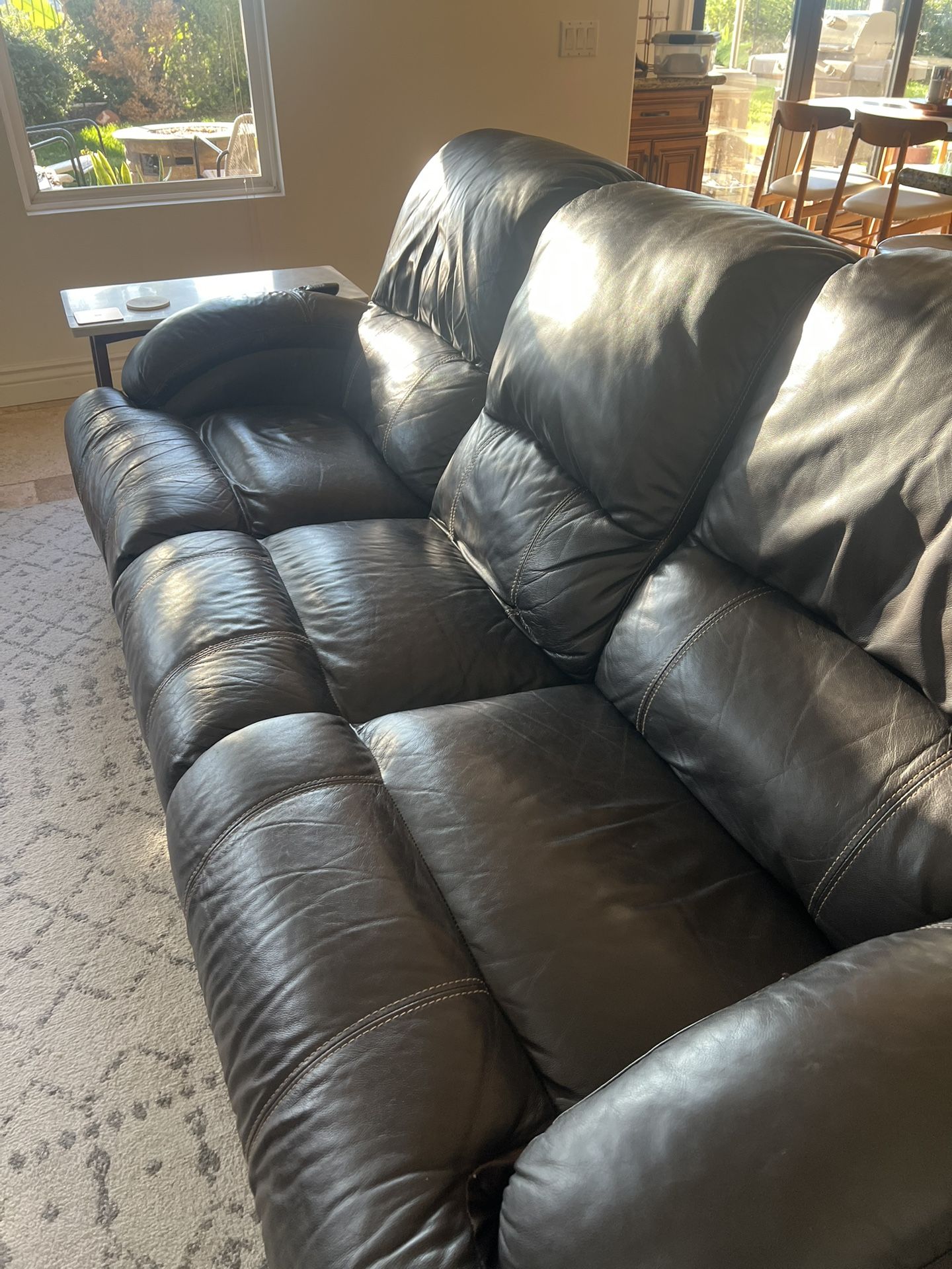 Must Go By Saturday!!!! Comfy Dark Brown Leather Reclining Couch!