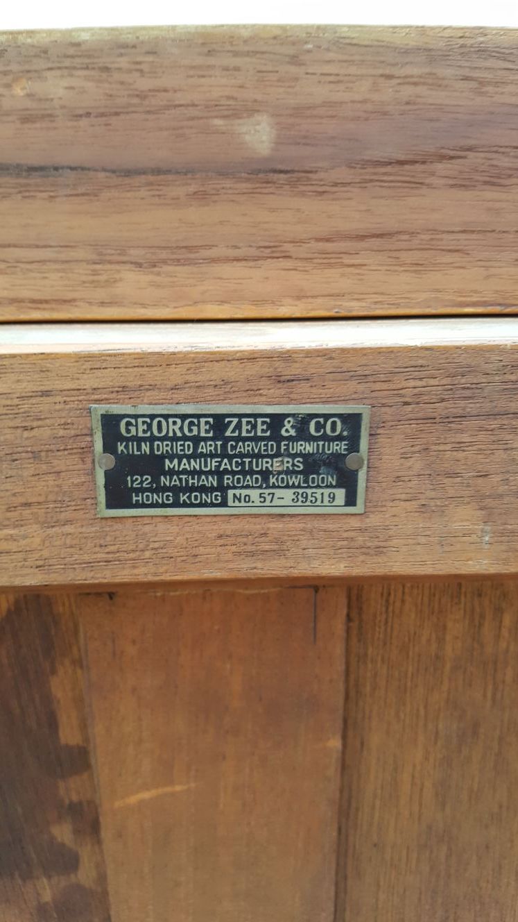 1957 Zee & Co. Chinese Wood Ordinate Carved Liquor Bar Furniture for Sale in