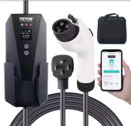 VEVOR EV Charger Level 2 16/20/24/32 Amp Electric Vehicle Charger w/ 28 ft. Charging Cable NEMA 14-50P Plug for SAE J1772 EVs