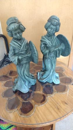 Selling A Pair Of Vintage Geisha Twin Statue Girls 1962! Read Description Below!