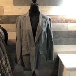 VTG CLASSIC Lands End Women's 12 Wool Cashmere Charcoal Gray Blazer Jacket Coat