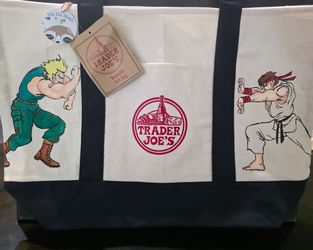 Street Fighter's Guile and Ryu Trader Joe's Tote