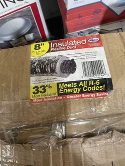 Master Flow 8 in. x 25 ft. Insulated Flexible Duct R6 Silver Jacket (Brand New)