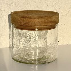 Crate & Barrel Glass Jar with Wood Lid