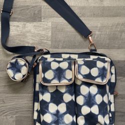 Navy & Rose Gold Crossbody Diaper Bag