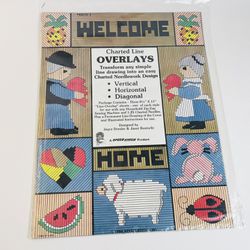 Charted Line Overlays 1986 Sewing Machine Needlework Welcome Home Speed Stitch