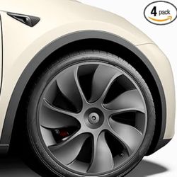 Model Y Hubcaps Wheel Covers 19 Inch Fits for Tesla Model Y 2020-2024 Gemini Rim Cover Protector Replacement Model Y Accessories Matte Black 4 Pcs, TM