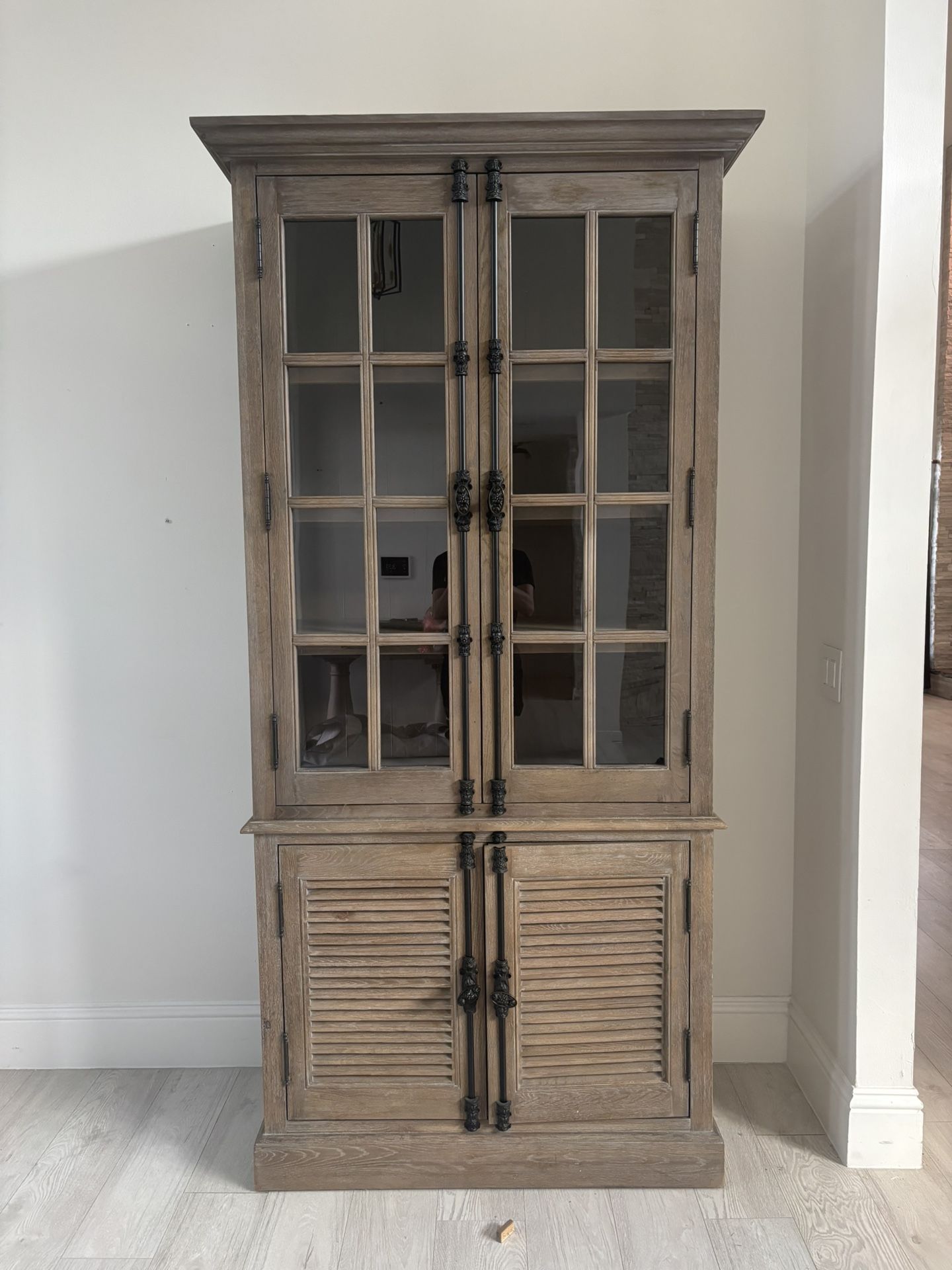 2 Restoration Hardware Solid Wood Glass-Door Storage Cabinets Delivery Available!