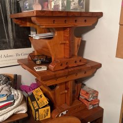 2 Solid Would Varnished Tables With Pockets 