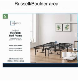 Brand new Mainstays 14" High Quad Fold Steel Platform Bed Frame, Queen. Russell/Boulder area