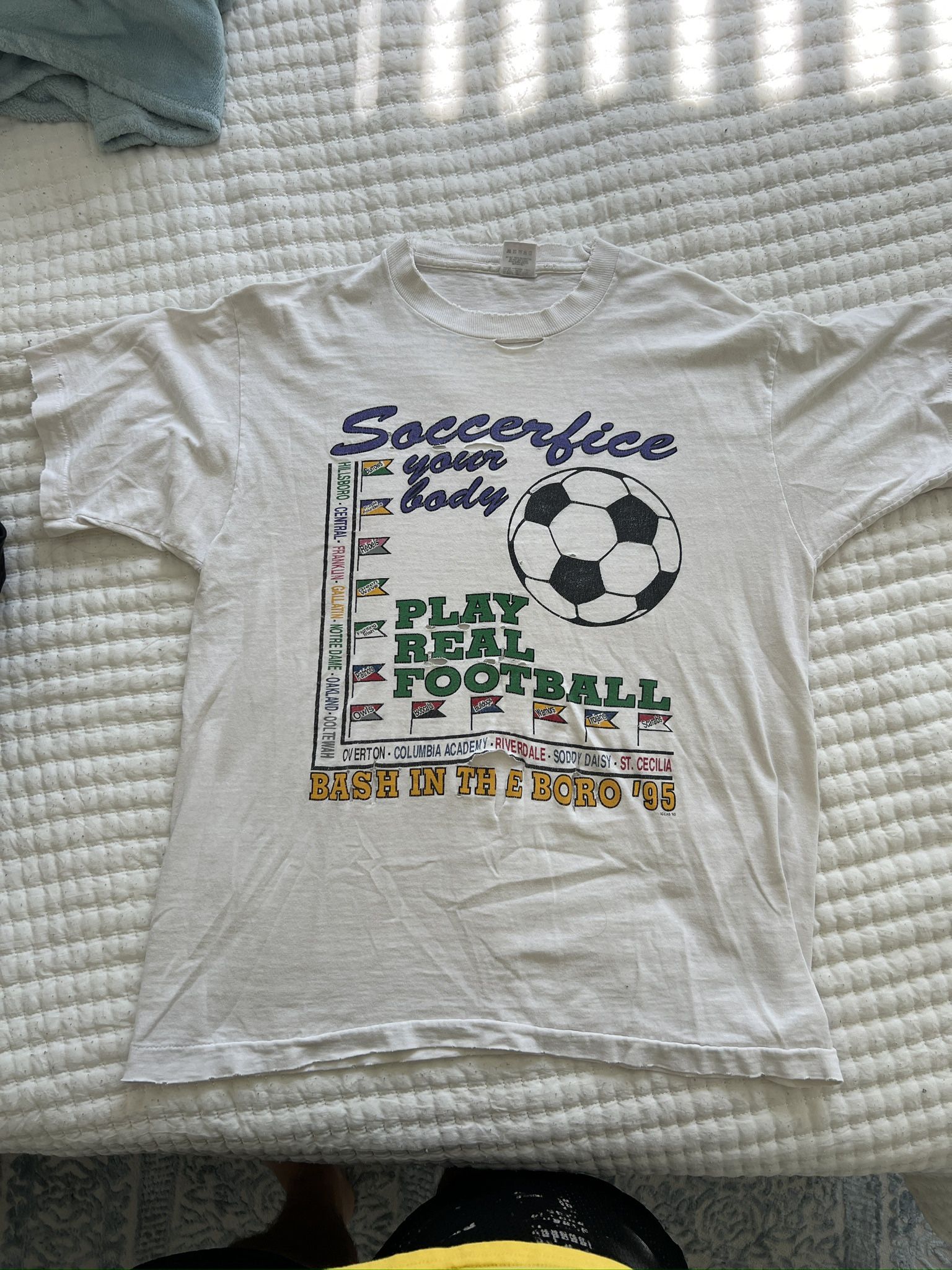 Vintage soccer shirt, white size large