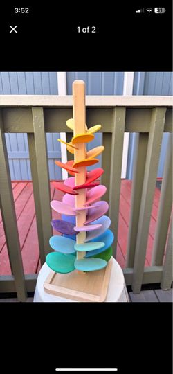Rainbow Wooden Marble Run Tree Toy