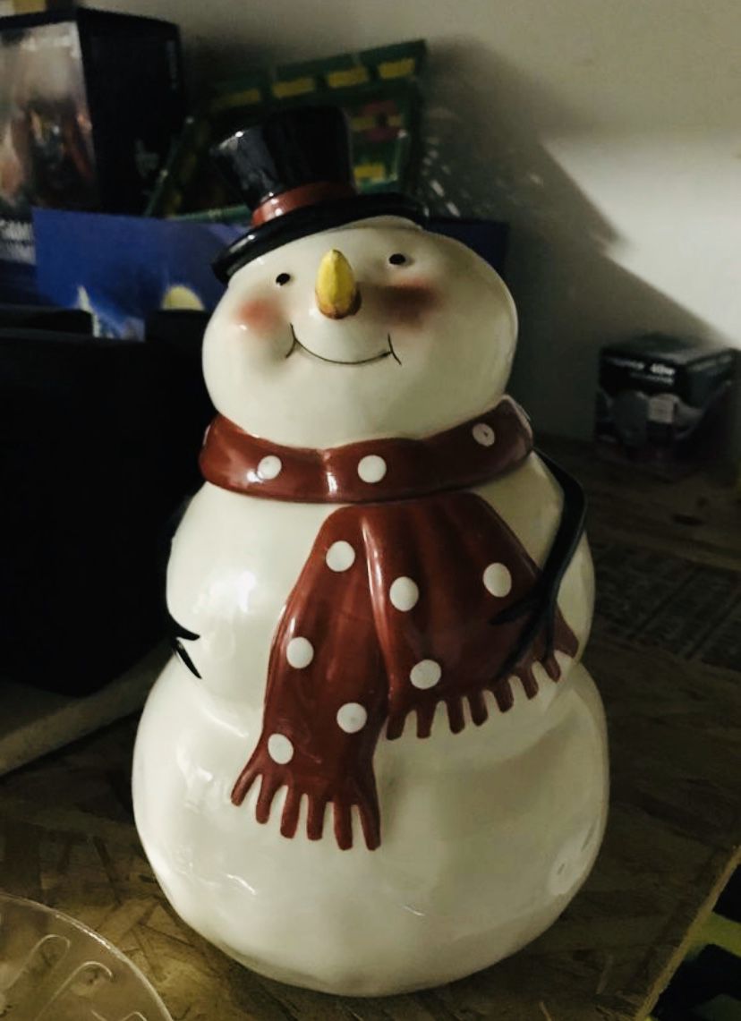 Ceramic snowman cookie jar