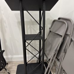 black metal truss podium