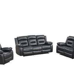 3-Piece Leather Sofa Recliner & Loveseat