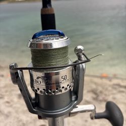 Preowned Quantum Cabo 50 Reel With Braid Line & Preowned Tsunami 7FT 15-30LB Rod 🔥 No Clicker