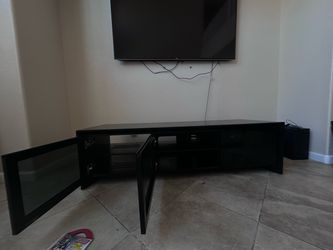 Black IKEA BESTÅ Media Console / TV Stand w/ Glass Doors