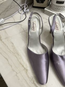 Silk, Low Heel Lavender Light Purple Slip On Shoes