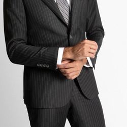 Axcess Two Piece Black Pinstripe Suit Size 44s The Jacket Is New The Pants Been Worn Twice It's In Excellent Condition