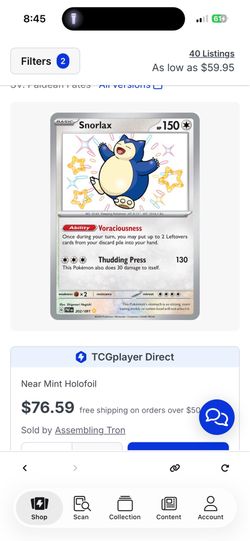 Snorlax shiny pokemon card
