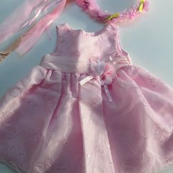 Size For 18 Months Pink Baby Girl Dress With Floral 🌸 Head Crown. Pick Up Only In Torrance 
