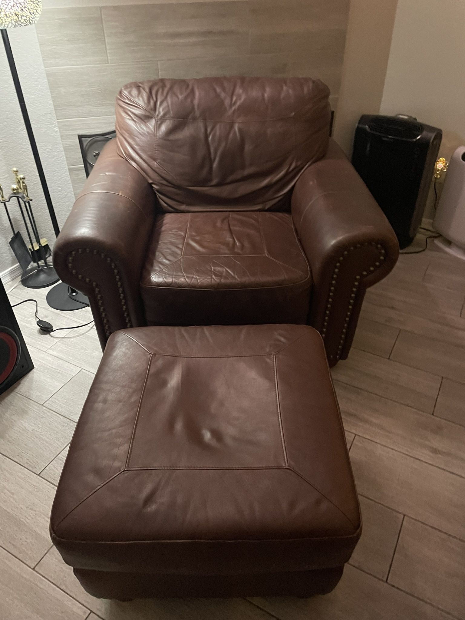 Oversized, Leather Chair And Ottoman