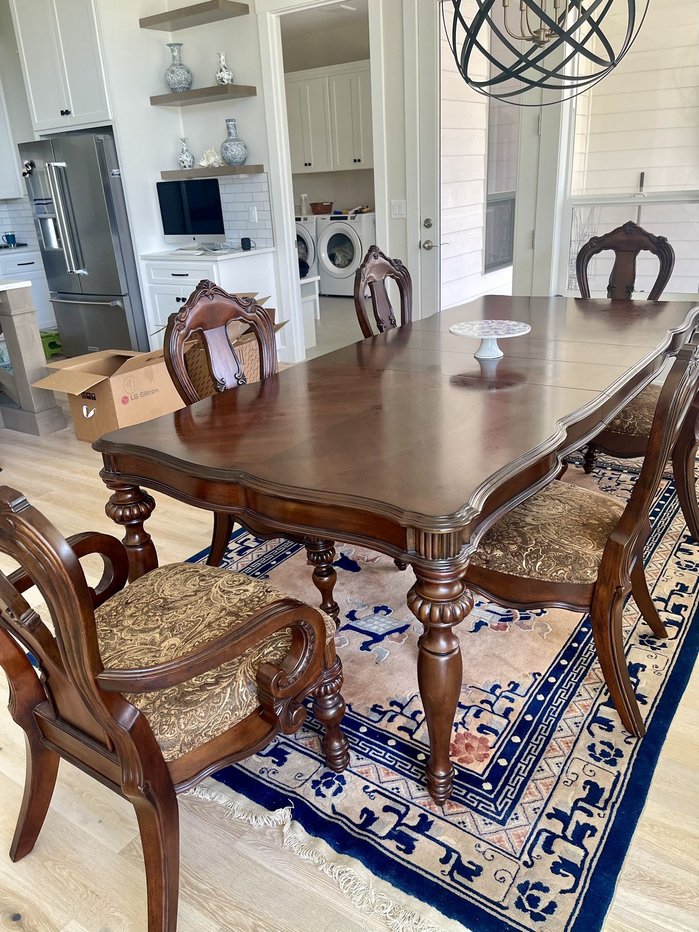 Both Antique Style China Buffet And A Dining Table With Six Chairs For $700