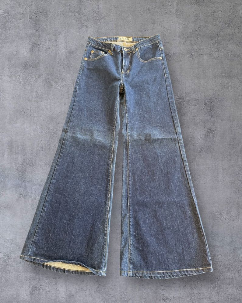TRF Denim by Zara Womens Extra Wide Leg High Waist Dark Blue Jeans Sz 6