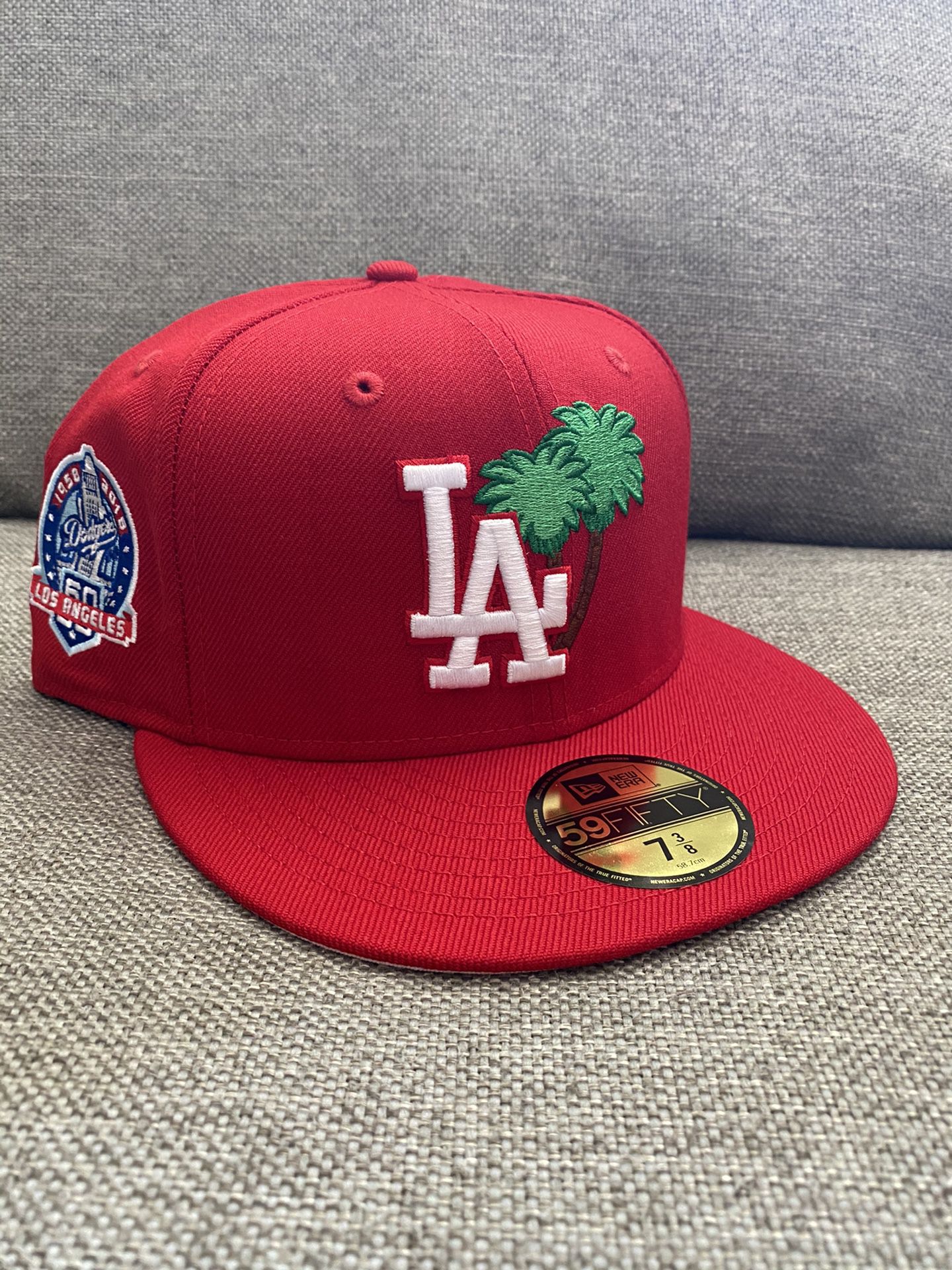New Era Los Angeles Dodgers hat red pink undervisor palm tree hat sz 7 3/8 club