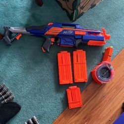 Nerf Gun And Magazines & Darts 